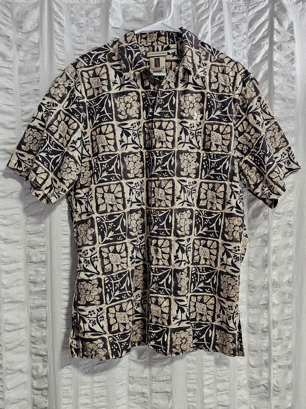 Vintage Tori Richard Hawaiian Floral Button Up Shirt Cotton Tile Camp Shirt